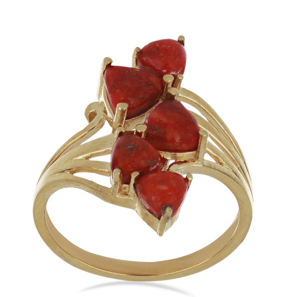 Goldplattierter Silberring mit roter Schwammkoralle 4 