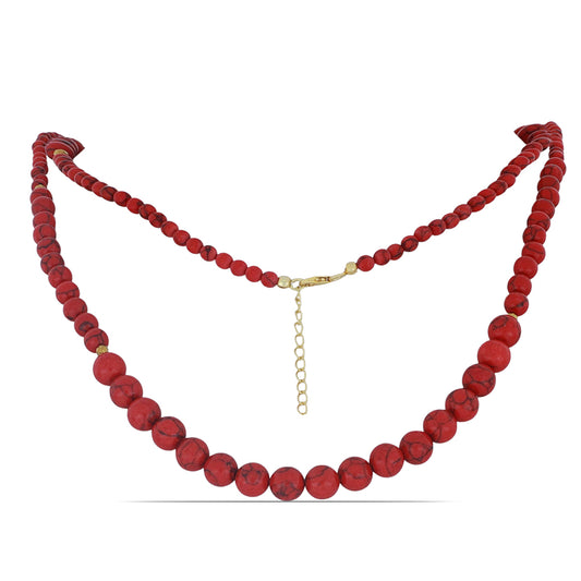 Goldplattierte Silberhalskette mit roter Schwammkoralle