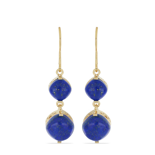 Goldplattierte Silberohrringe mit Lapislazuli aus Badakhshan