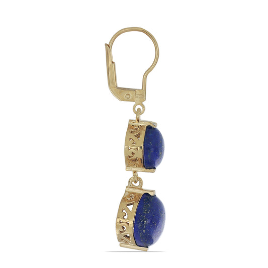 Goldplattierte Silberohrringe mit Lapislazuli aus Badakhshan