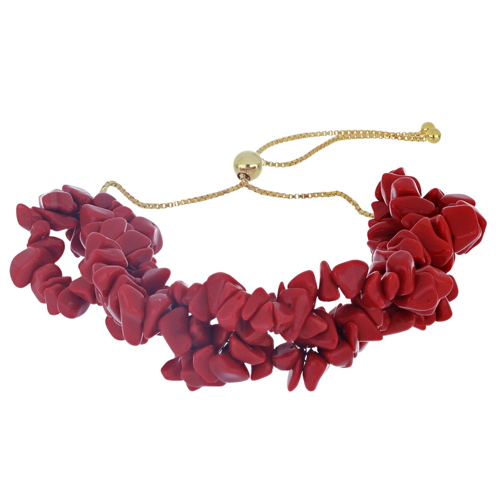 Goldplattiertes Silberarmband mit roter Schwammkoralle 1 
