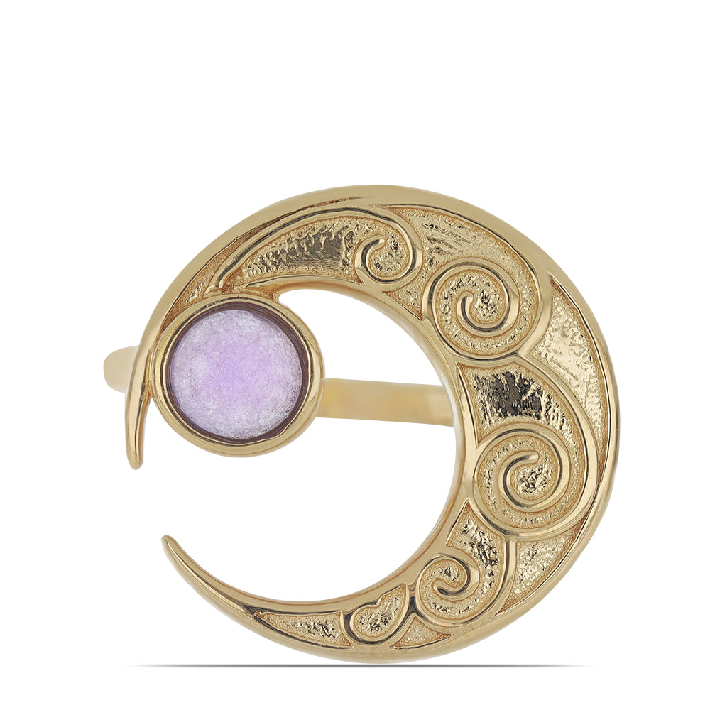 Goldplattierter Silberring mit lavendelfarbenem Jadeit aus Marsden River 1 
