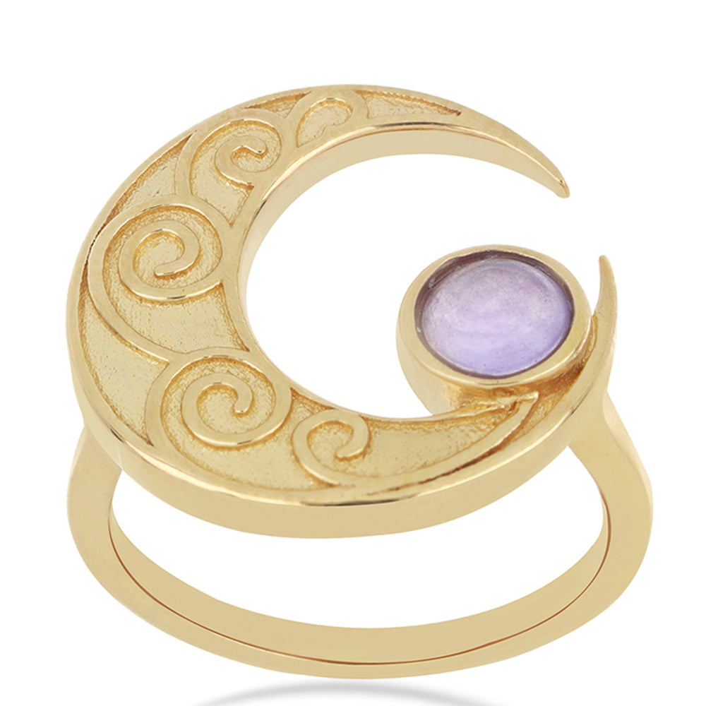 Goldplattierter Silberring mit lavendelfarbenem Jadeit aus Marsden River