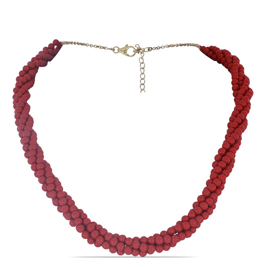 Goldplattierte Silberhalskette mit roter Schwammkoralle