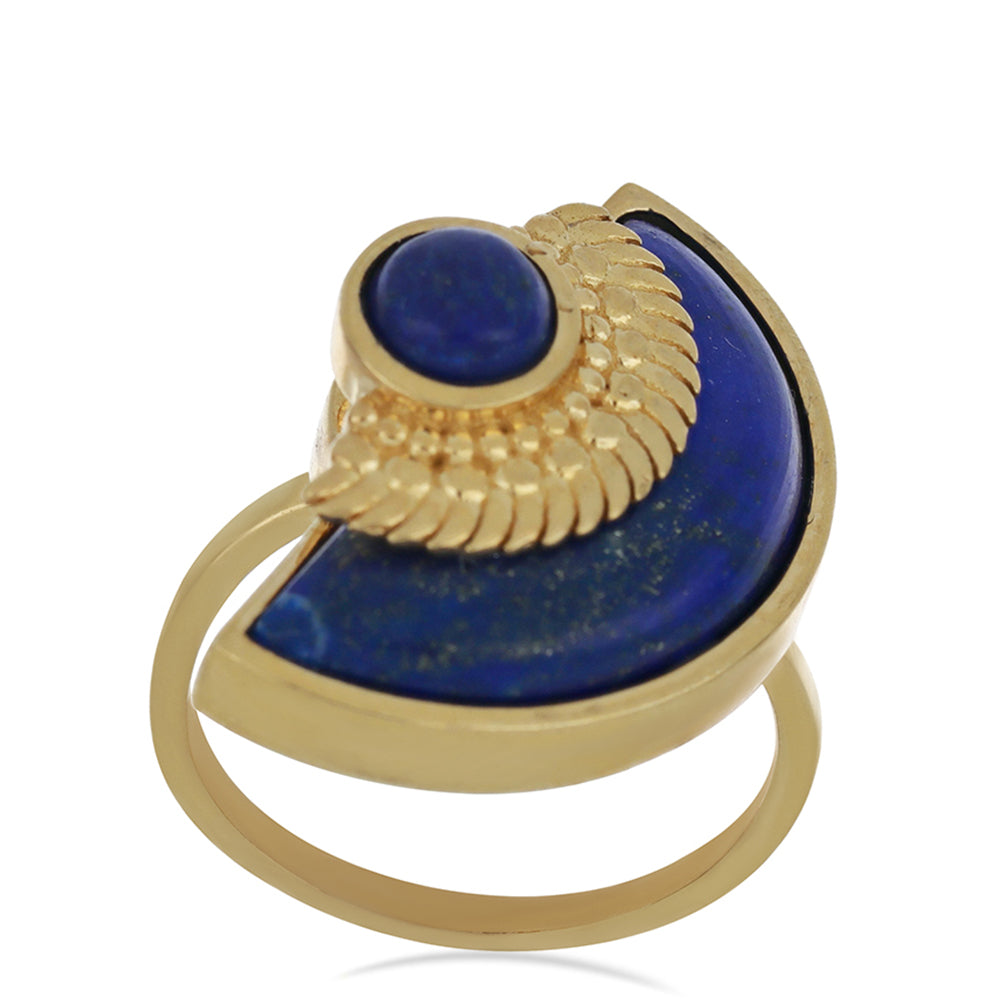 Goldplattierter Silberring mit Lapislazuli aus Badakhshan