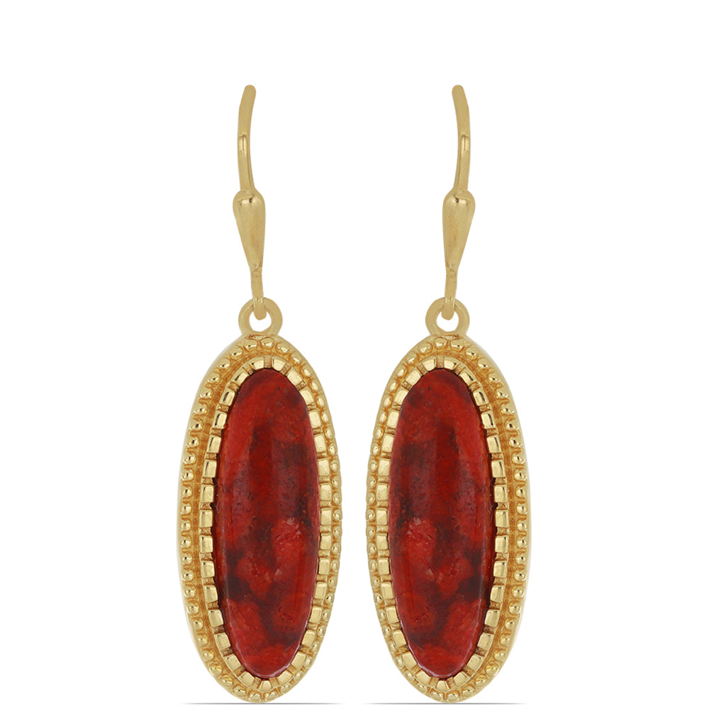 Goldplattierte Silberohrringe mit roter Schwammkoralle