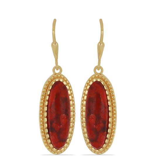 Goldplattierte Silberohrringe mit roter Schwammkoralle