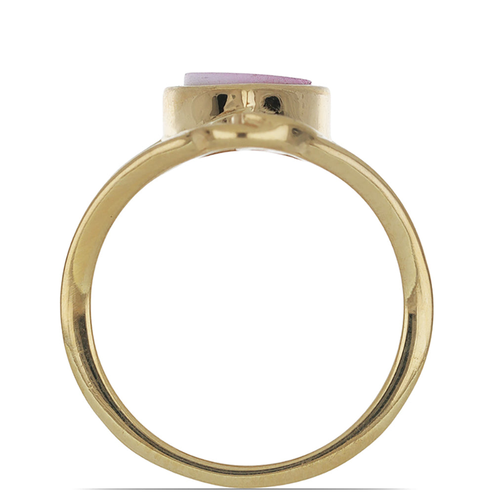 Goldplattierter Silberring mit rosafarbenem Perlmutt