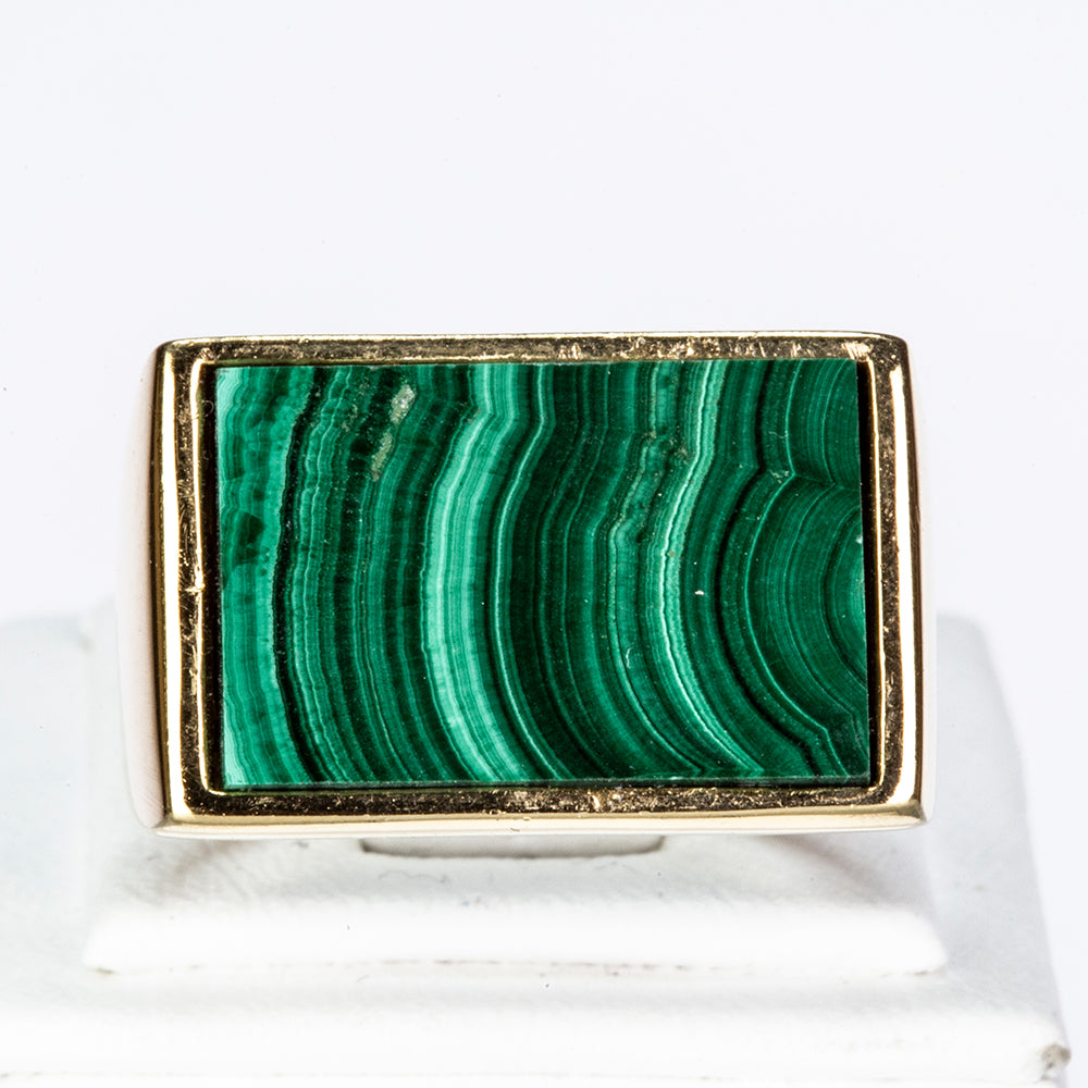 Goldplattierter Silberring mit Wales Malachit 1 