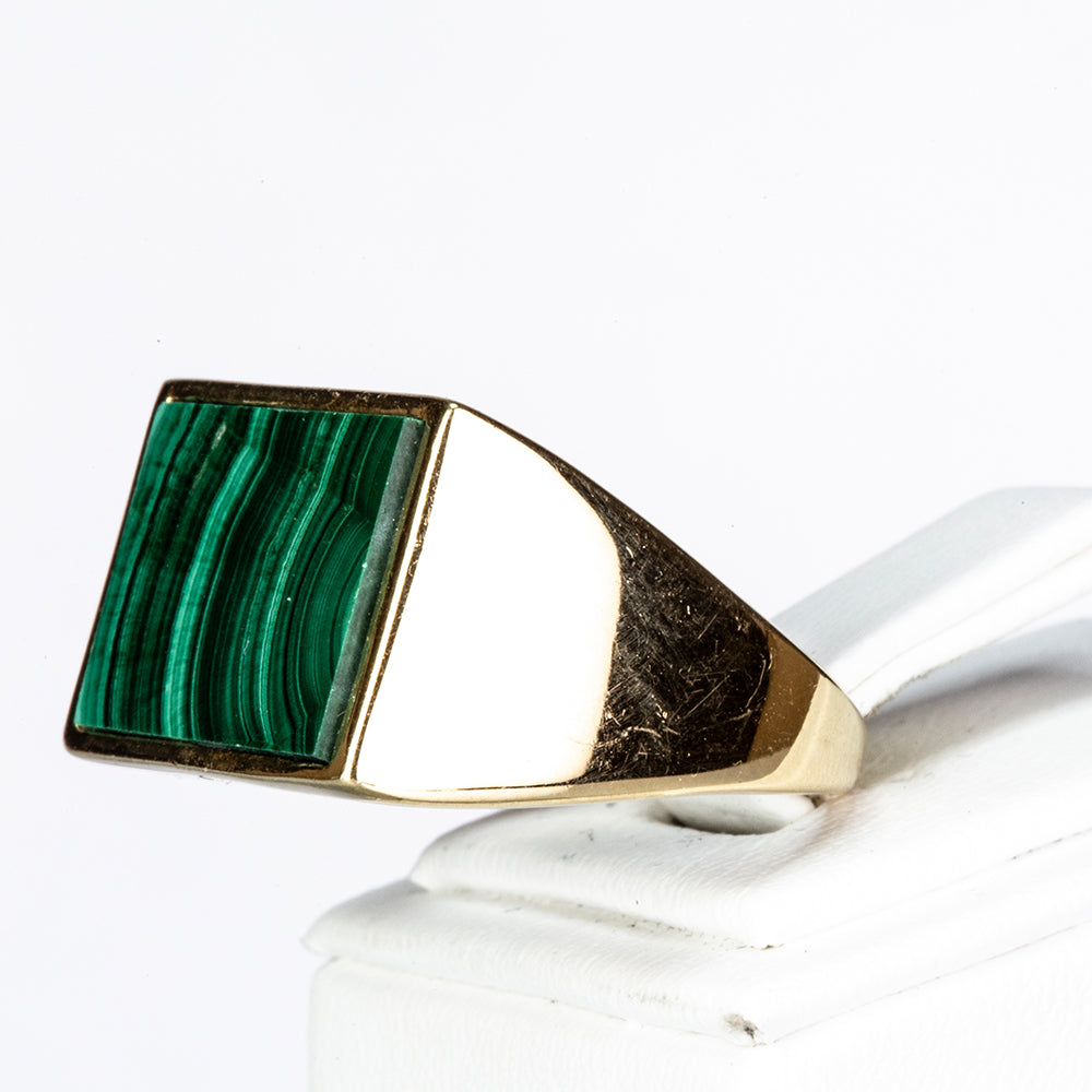 Goldplattierter Silberring mit Wales Malachit 2 