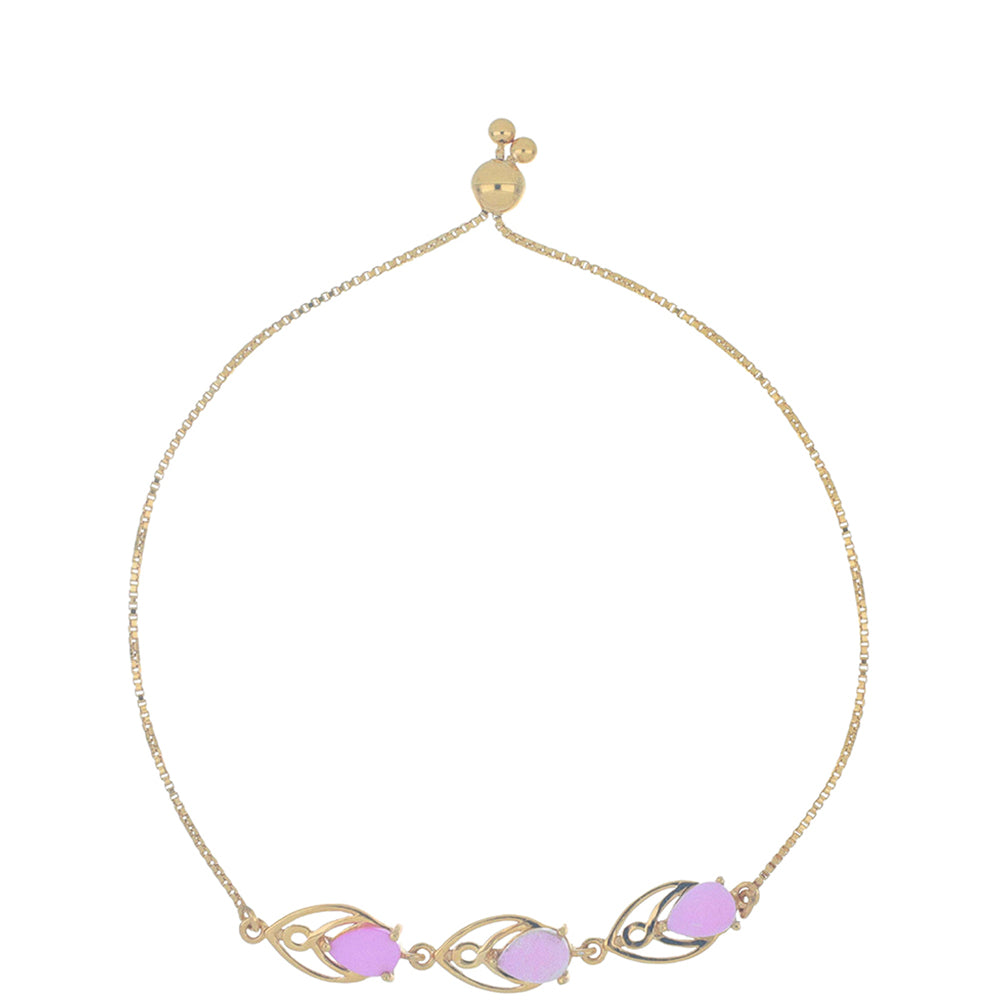 Goldplattiertes Silberarmband mit rosafarbenem Perlmutt 1 