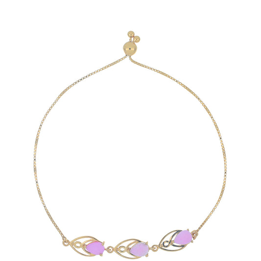 Goldplattiertes Silberarmband mit rosafarbenem Perlmutt