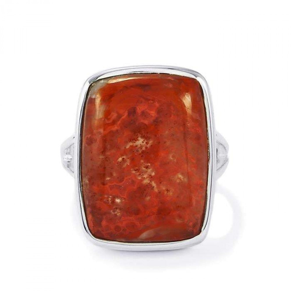 Goldplattierter Silberring mit roter Schwammkoralle 1 