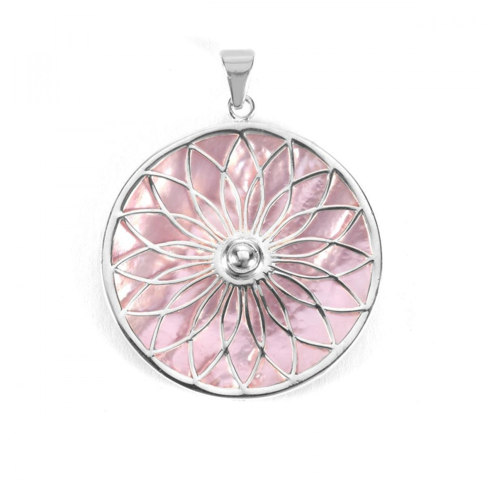 Goldplattierter Silberanhänger mit rosafarbenem Perlmutt