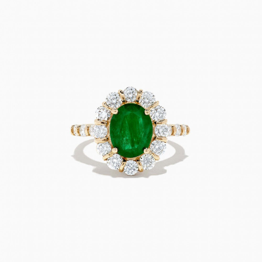 Goldring mit äthiopischem Smaragd und weißem Diamant 1 