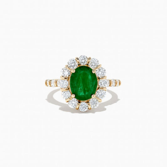 Goldring mit äthiopischem Smaragd und weißem Diamant