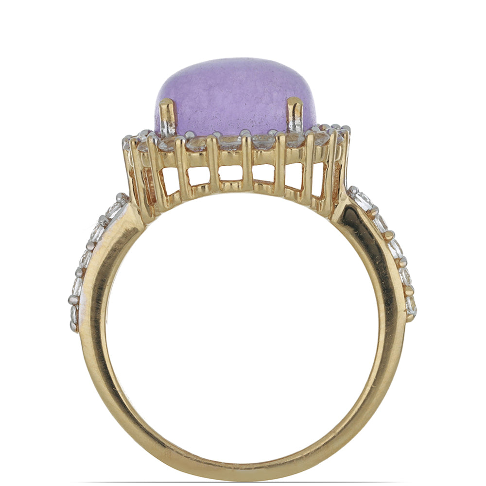 Goldplattierter Silberring mit lavendelfarbenem Jadeit aus Marsden River und weißem Topas 3 