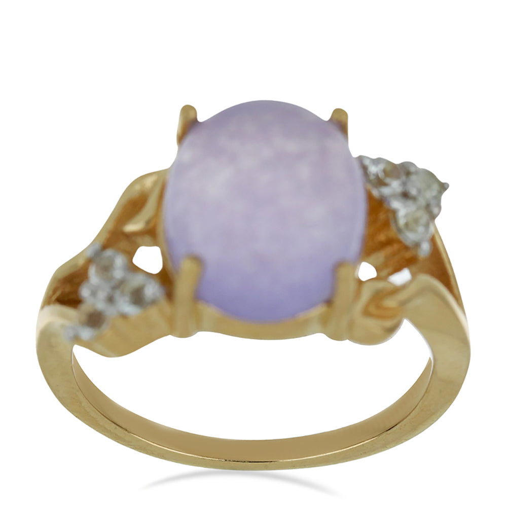 Goldplattierter Silberring mit lavendelfarbenem Jadeit aus Marsden River und weißem Topas