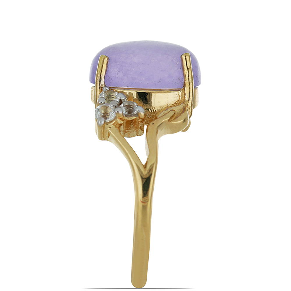 Goldplattierter Silberring mit lavendelfarbenem Jadeit aus Marsden River und weißem Topas 3 