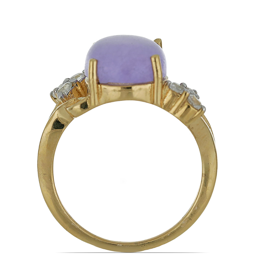 Goldplattierter Silberring mit lavendelfarbenem Jadeit aus Marsden River und weißem Topas