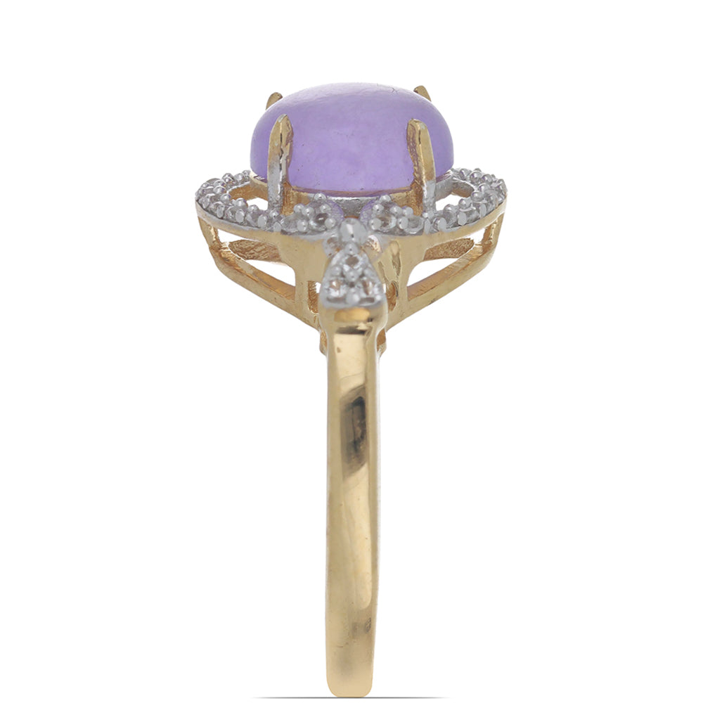 Goldplattierter Silberring mit lavendelfarbenem Jadeit aus Marsden River und weißem Topas 4 