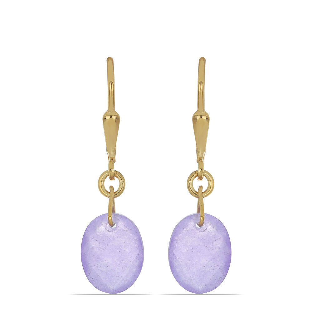 Goldplattierte Silberohrringe mit lavendelfarbenem Jadeit aus Marsden River
