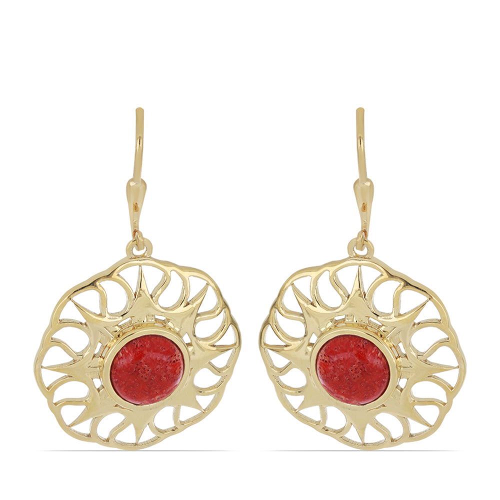 Goldplattierte Silberohrringe mit roter Schwammkoralle