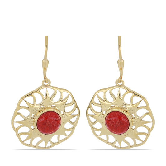 Goldplattierte Silberohrringe mit roter Schwammkoralle