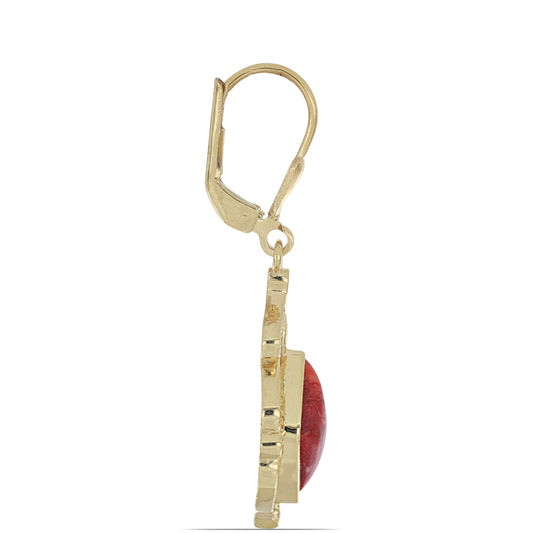Goldplattierte Silberohrringe mit roter Schwammkoralle