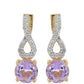 Goldplattierte Silberohrringe mit Rose De France Amethyst und weißem Topas