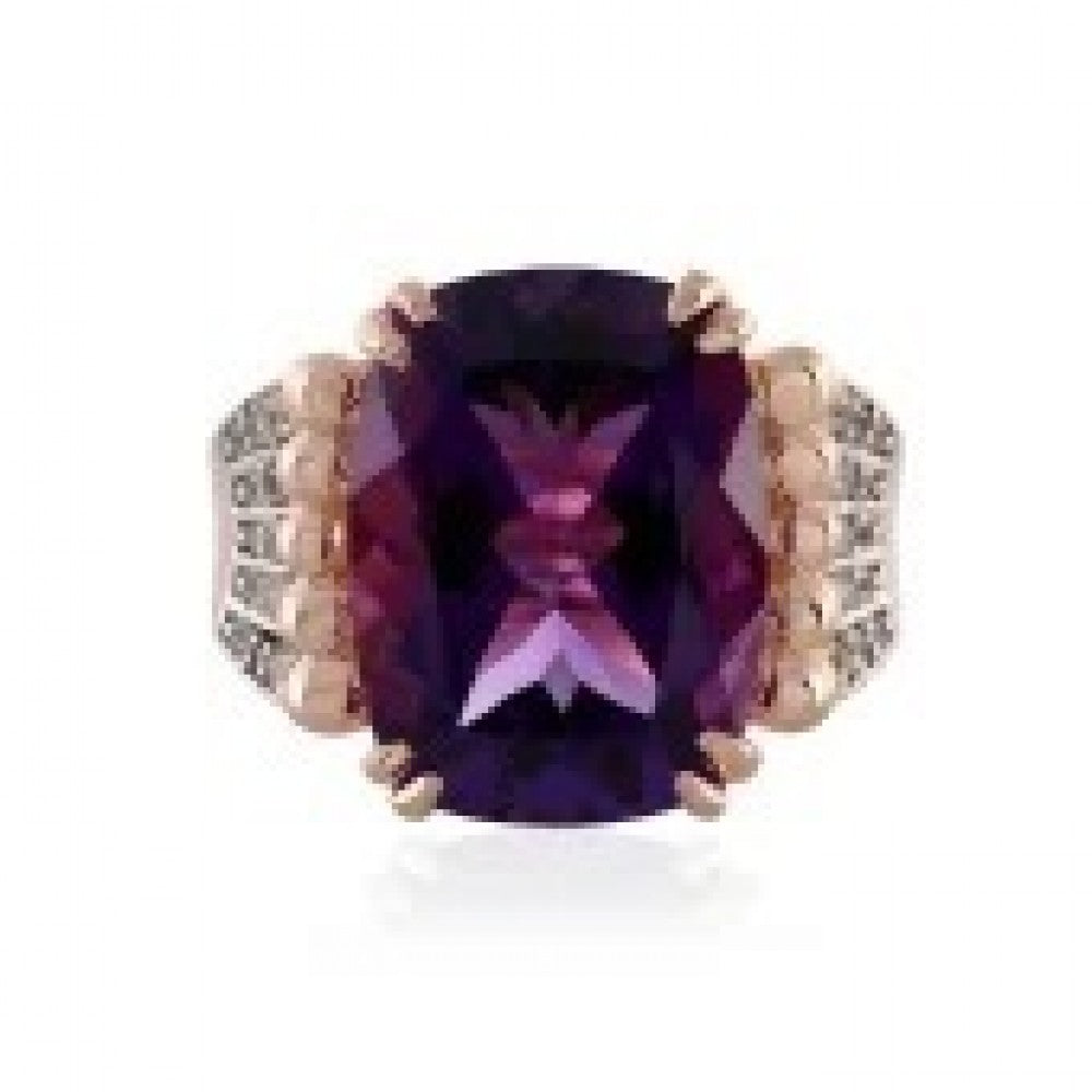 Goldplattierter Silberring mit Amethyst aus Vera Cruz und weißem Topas 1 