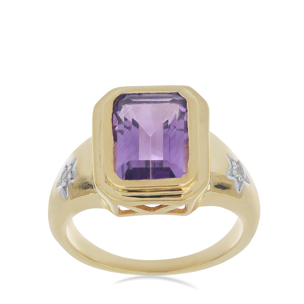 Goldplattierter Silberring mit Amethyst aus Vera Cruz und weißem Topas
