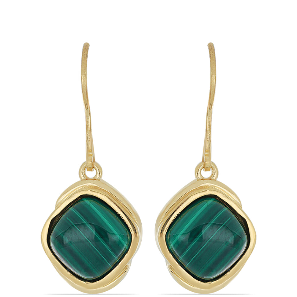 Goldplattierte Silberohrringe mit Wales Malachit