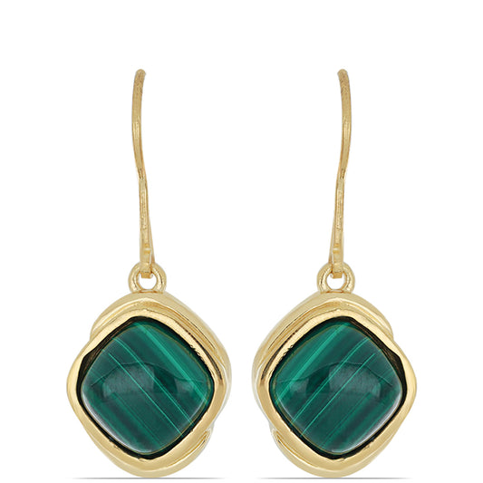 Goldplattierte Silberohrringe mit Wales Malachit