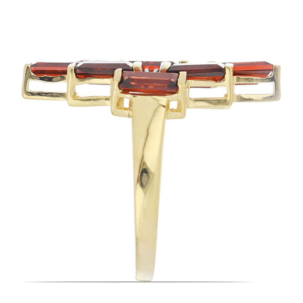 Goldplattierter Silberring mit Barton Granat und weißem Topas 3 