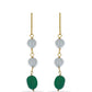 Goldplattierte Silberohrringe mit grünem Achat und weißer Süßwasserperle