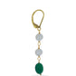 Goldplattierte Silberohrringe mit grünem Achat und weißer Süßwasserperle