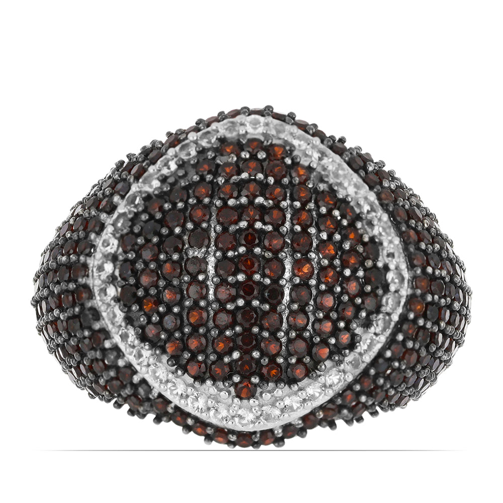 Silberring mit Barton Granat und weißem Topas