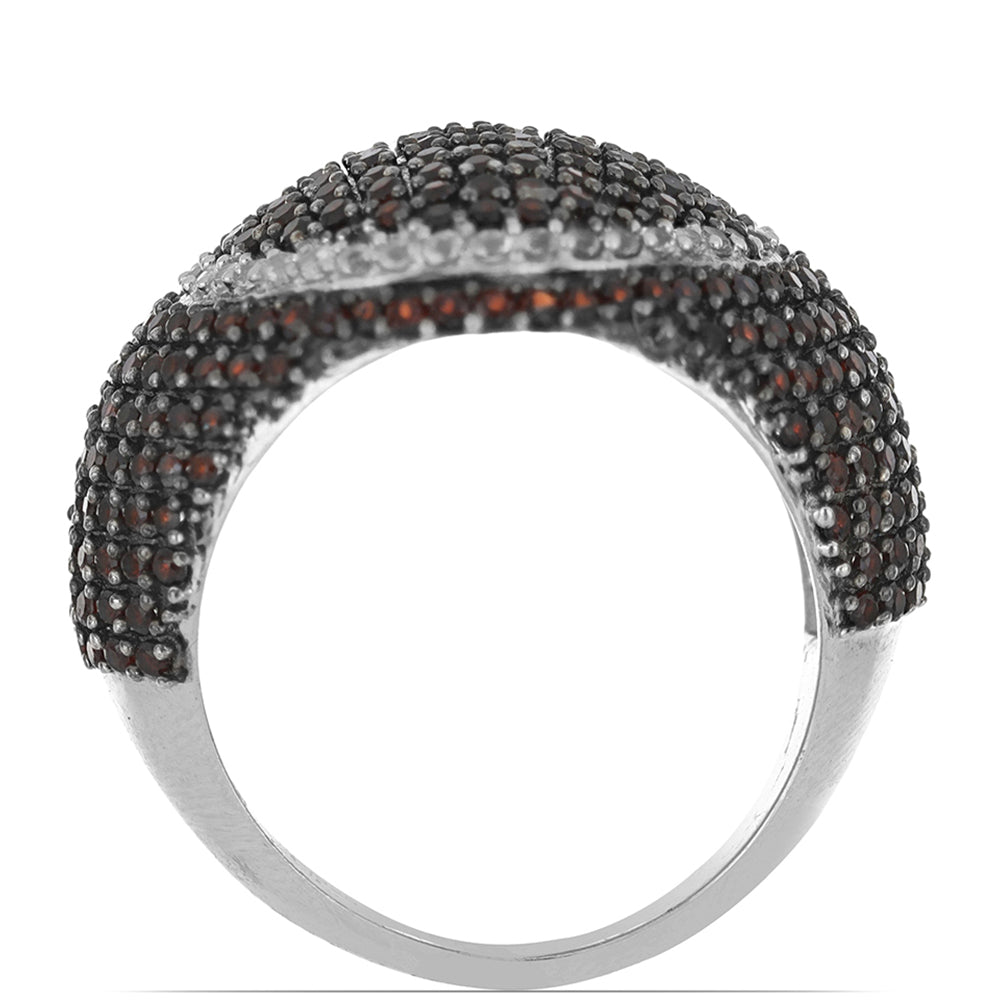 Silberring mit Barton Granat und weißem Topas 2 