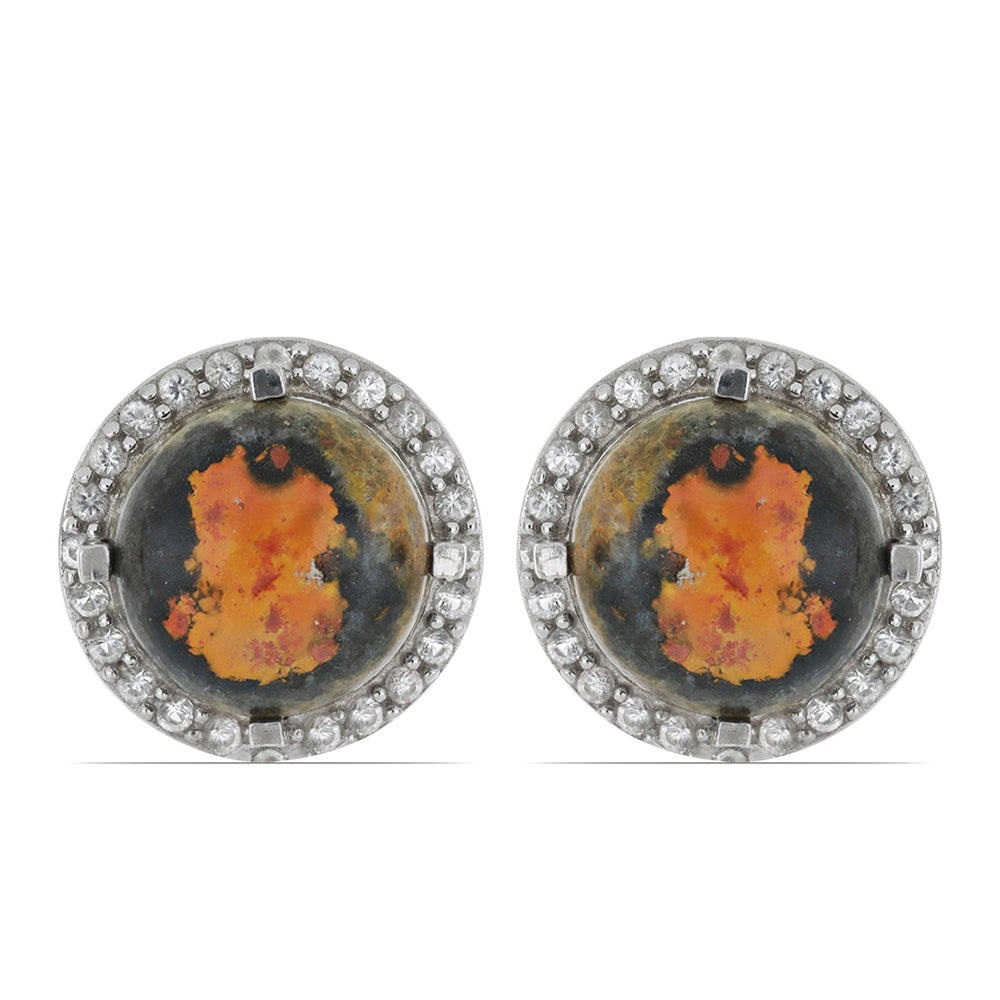 Silberohrringe mit Hummeljaspis aus Martapura und weißem Topas 1 