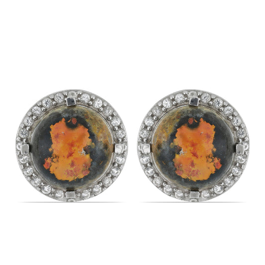 Silberohrringe mit Hummeljaspis aus Martapura und weißem Topas