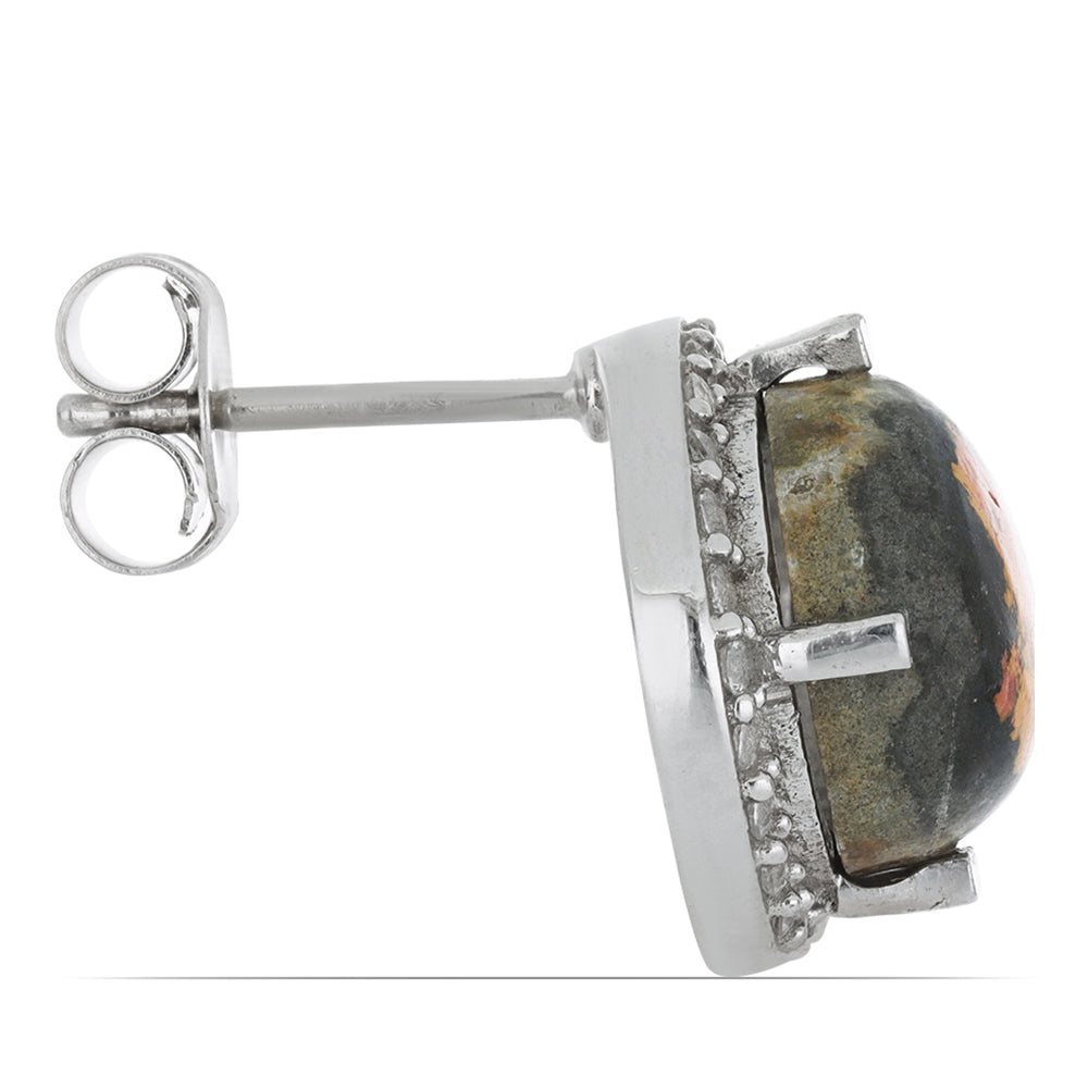 Silberohrringe mit Hummeljaspis aus Martapura und weißem Topas