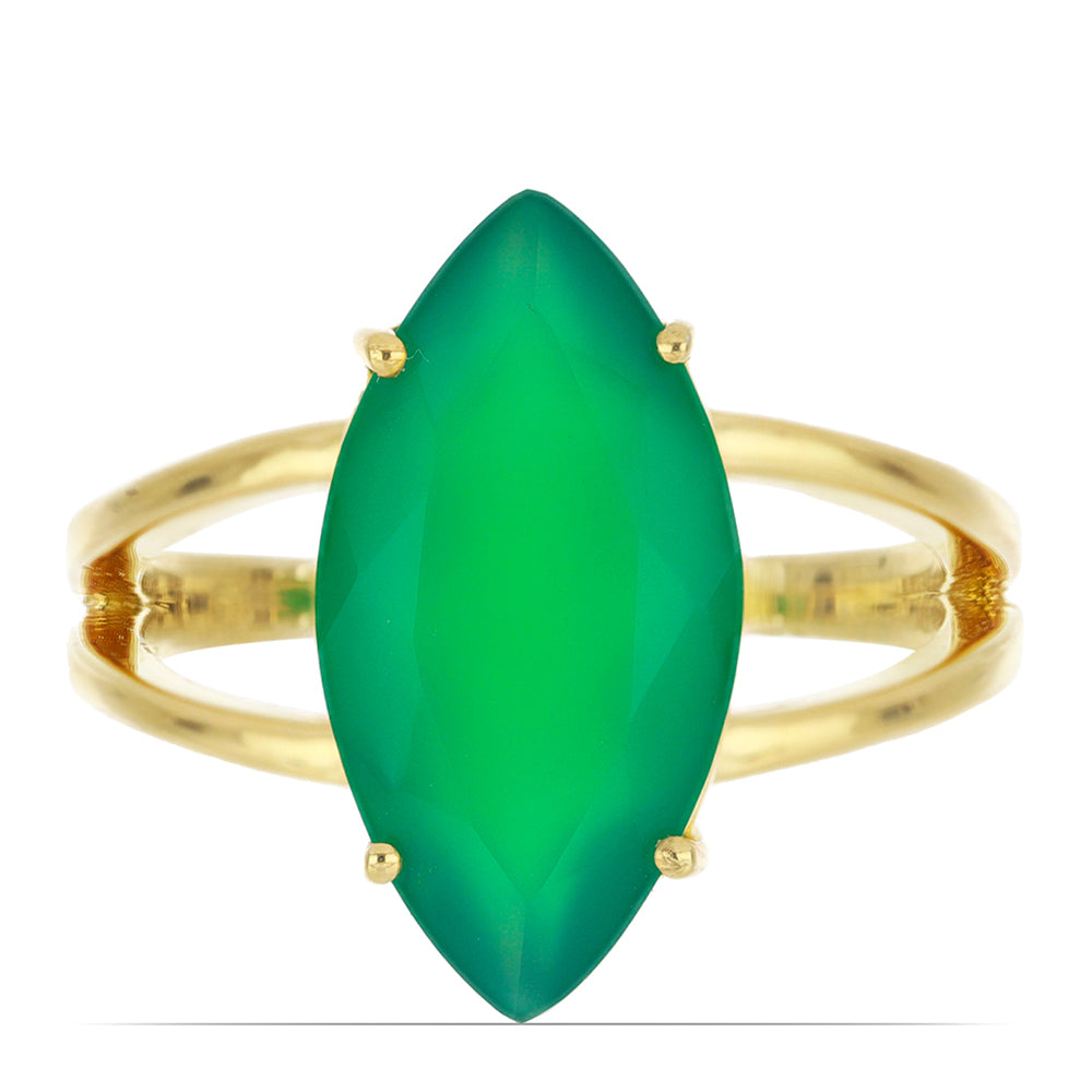 Goldplattierter Silberring mit grünem Achat 1 