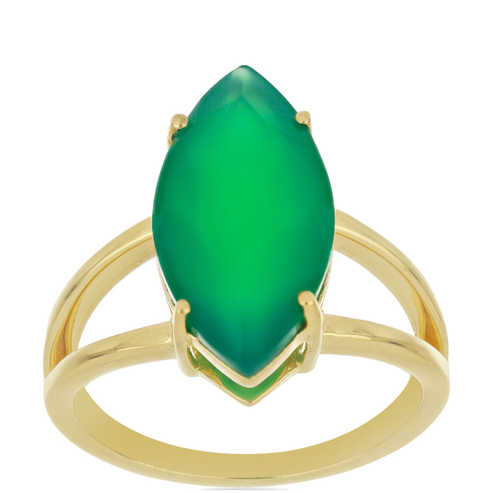 Goldplattierter Silberring mit grünem Achat 2 