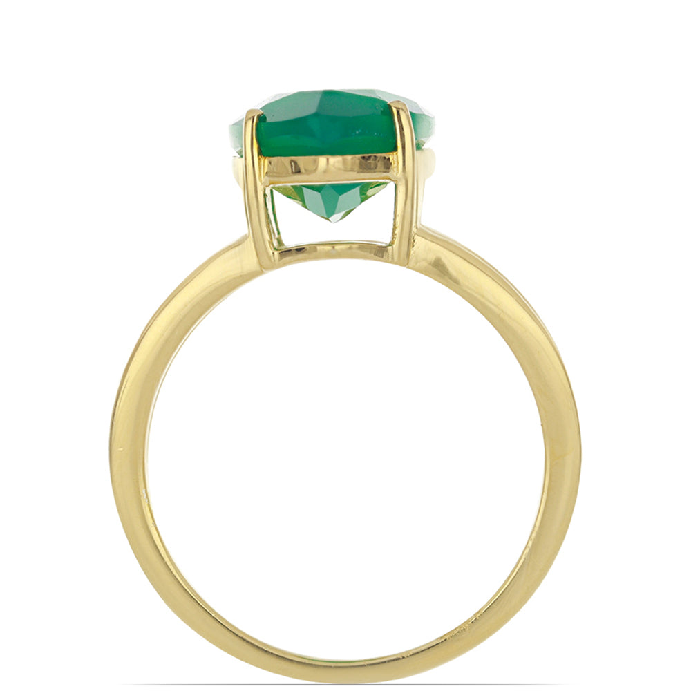 Goldplattierter Silberring mit grünem Achat