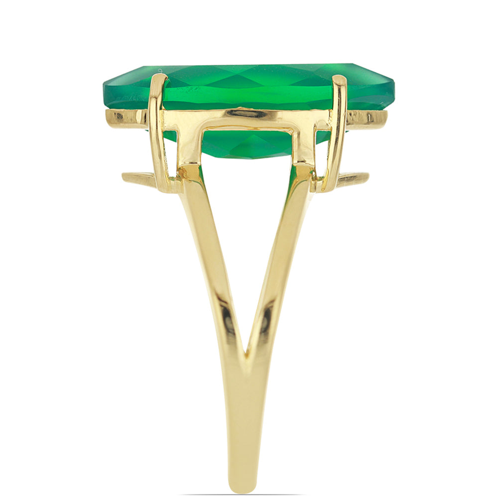 Goldplattierter Silberring mit grünem Achat