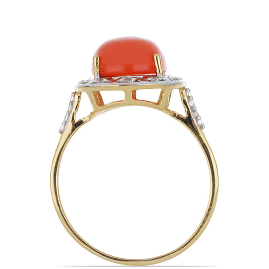 Goldplattierter Silberring mit Karneol und weißem Topas