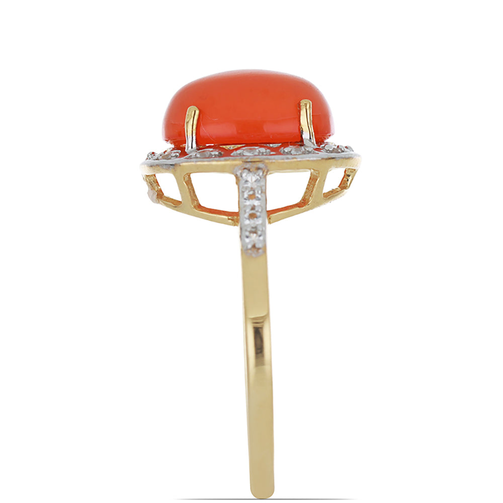 Goldplattierter Silberring mit Karneol und weißem Topas 3 