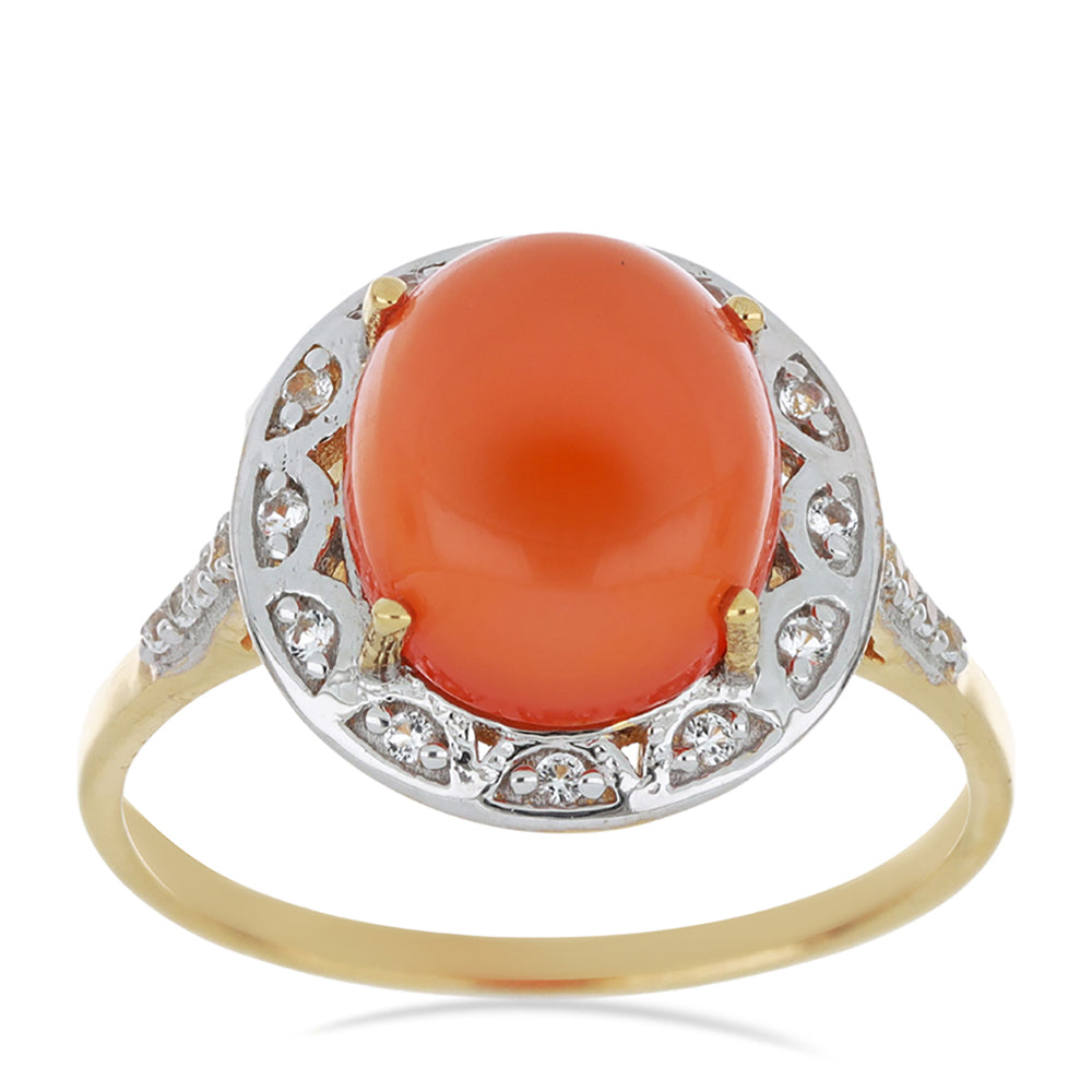 Goldplattierter Silberring mit Karneol und weißem Topas