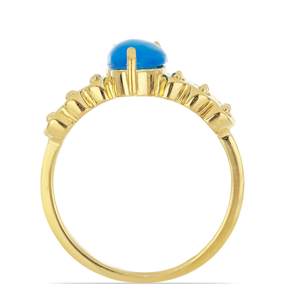 Goldplattierter Silberring mit blauem äthiopischem Opal aus Lega Dembi